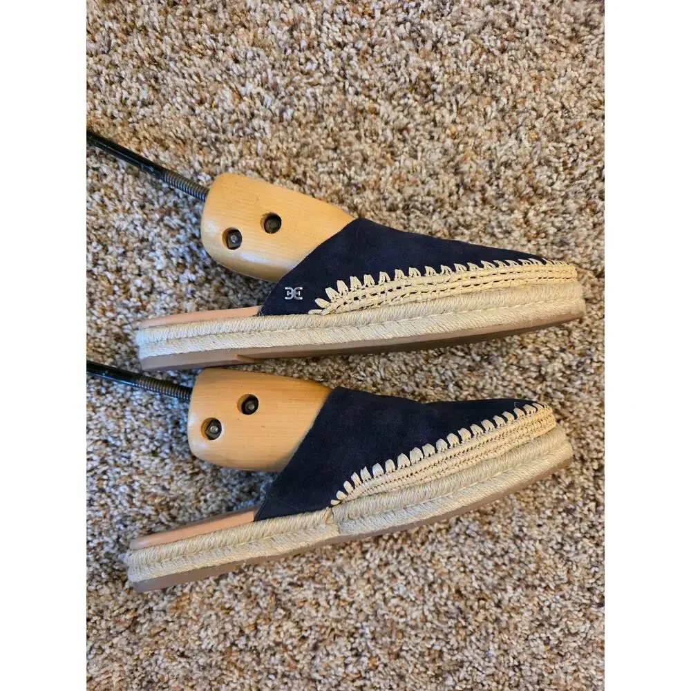 Sam Edelman Austin Navy Blue Suede Espadrille Mules Slides Sandals 9.5